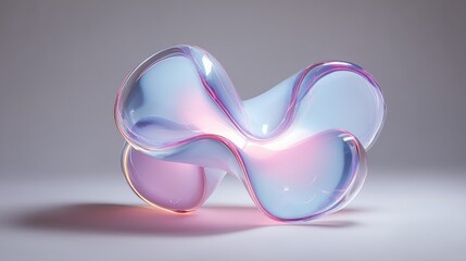 translucent glass sculpture with pink blue gel swirls and glowing edges