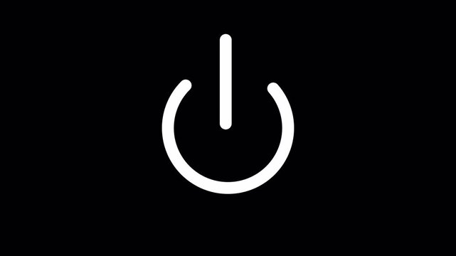 turn On and Off switch animation. Abstract circle power button icon animated on black background