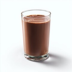Glass of chocolate milk isolated on white background
