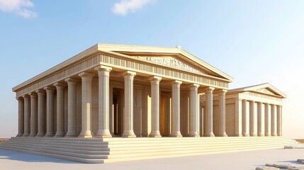 Ancient Greek Temple Architecture: A Majestic Structure Under a Clear Sky