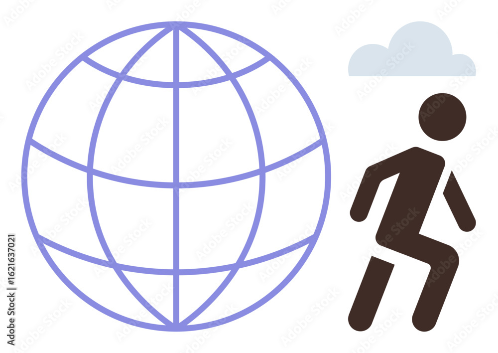 Aufkleber large globe representing worldwide connection paired with person symbolizing movement and progress u