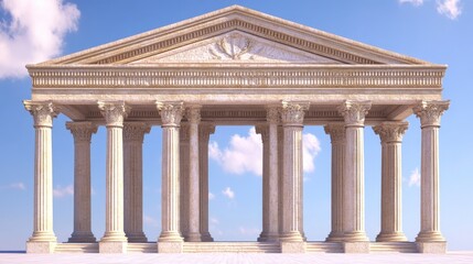 Obraz premium Majestic Ancient Greek Temple Under a Blue Sky