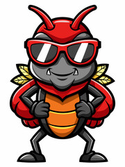 colorful illustration of a cartoon beetle mascot character