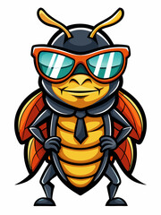 colorful illustration of a cartoon beetle mascot character