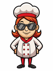 colorful illustration of a cartoon chef woman mascot character