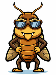 colorful illustration of a cartoon cockroach mascot character