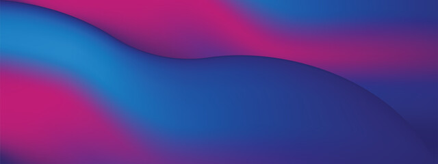 Abstract blue and purple liquid wavy shapes futuristic banner. Glowing retro waves vector background