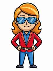 colorful illustration of a cartoon director woman mascot character