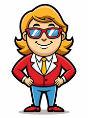 colorful illustration of a cartoon director woman mascot character