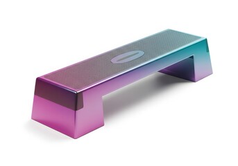 Metallic step aerobic platform, studio shot. fitness equipment for exercise and well-being, colorful health apparatus