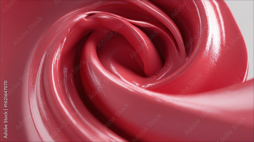Poster hyper-real 3d render of lipstick swirl in vibrant pink color creating an artistic display suspended 