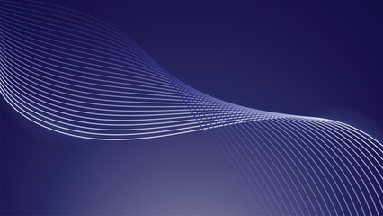 Abstract blue glowing energy waves from dotted line particles on dark background.