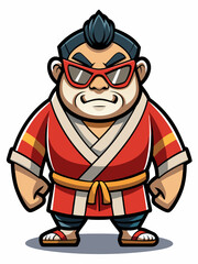 colorful illustration of a kabuki man mascot