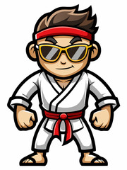 colorful illustration of a karate man mascot