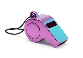 Modern metallic whistle on a simple surface, a symbol of sport and guidance.
