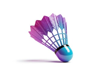 Vibrant shuttlecock illustration – Artistic depiction of a badminton shuttlecock in a gradient hue, isolated on white background.