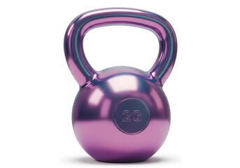 A gleaming purple kettlebell, isolated for fitness concepts 