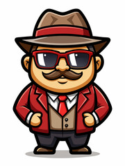 colorful illustration of a mafia man mascot