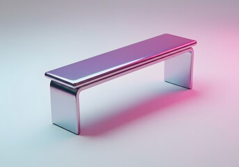 Modern minimalist bench with sleek chrome design and stylish ambiance.