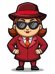 colorful illustration of a mafia woman mascot