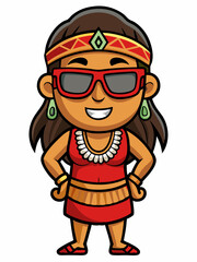 colorful illustration of a maori woman mascot