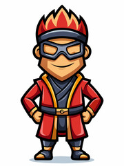 colorful illustration of a ninja man mascot