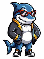 colorful illustration of a gangster orca mascot