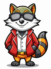 colorful illustration of a gangster racoon mascot