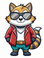 colorful illustration of a gangster racoon mascot