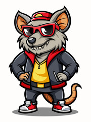 colorful illustration of a gangster rat mascot
