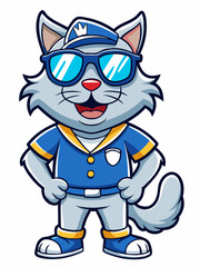 colorful illustration of a sailor cat mascot