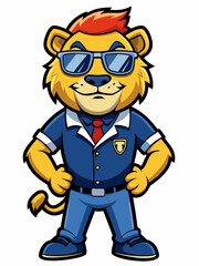 Obraz premium colorful illustration of a lion sailor mascot