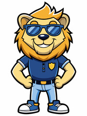 colorful illustration of a lion sailor mascot