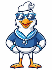 colorful illustration of a sailor seagull mascot