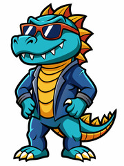 colorful illustration of a spinosaurs mascot