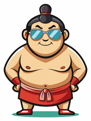 colorful illustration of a sumo man mascot