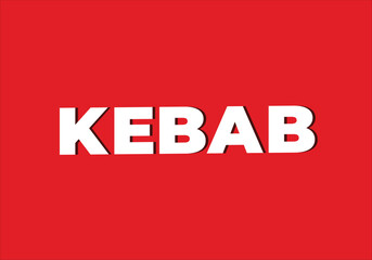 KEBAB Bold Typography on Red Background – Editable Middle Eastern Food Vector