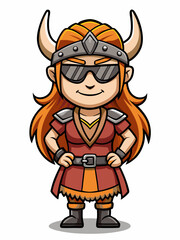 Obraz premium colorful illustration of a viking woman mascot