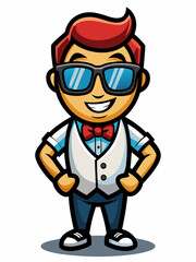 Obraz premium colorful illustration of a waiters man mascot