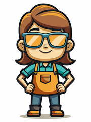 colorful illustration of a woodworker woman mascot
