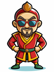 colorful illustration of a wushu man mascot