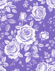 クラシカルな紫のヴィンテージフラワーデザインClassic Vintage Floral Design in Purple Tones