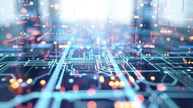 Abstract digital circuit cityscape