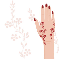 Vector illustration of henna. Beautiful art from Asia culture for wedding ceremony
