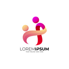 People care logo with charity design template, Couple icons