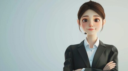 Cute Asian Cartoon Female in Suit/スーツ姿の可愛いアジア系カートゥーン女性2