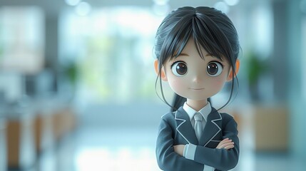 Cute Asian Cartoon Female in Suit/スーツ姿の可愛いアジア系カートゥーン女性6