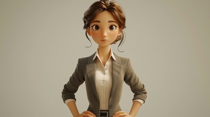 Cute Asian Cartoon Female in Suit/スーツ姿の可愛いアジア系カートゥーン女性9
