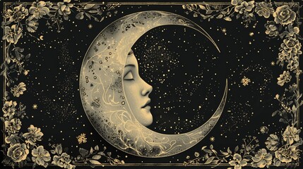 Gothic Crescent Moon T-Shirt Design/ゴシック三日月のTシャツデザイン2