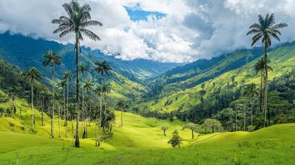 Entertainment center in Valle del Cocora Valley with tall wax palm trees. Salento, Quindio department.